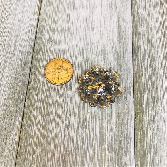 Retro Vintage Silver and Blue Rhinestone Brooch - Picture 6 of 6